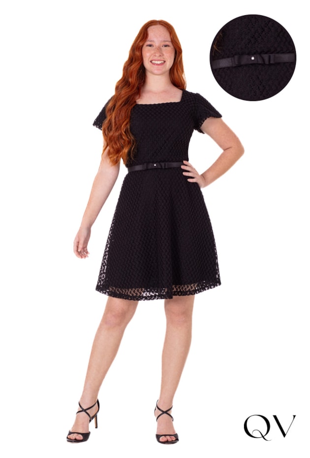 VESTIDO GODÊ EM TRICÔ PRETO - HAPUK