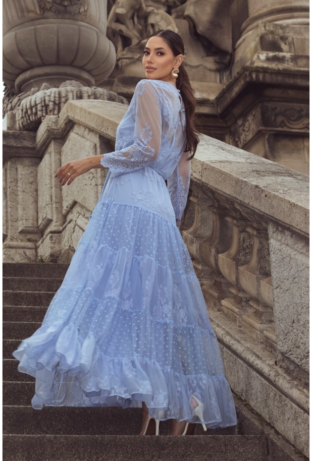 VESTIDO GODÊ EM TULE AZUL - LUZIA FAZZOLLI