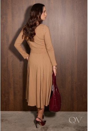 VESTIDO GODÊ EM VISCOLINHO BEGE - JANY PIM