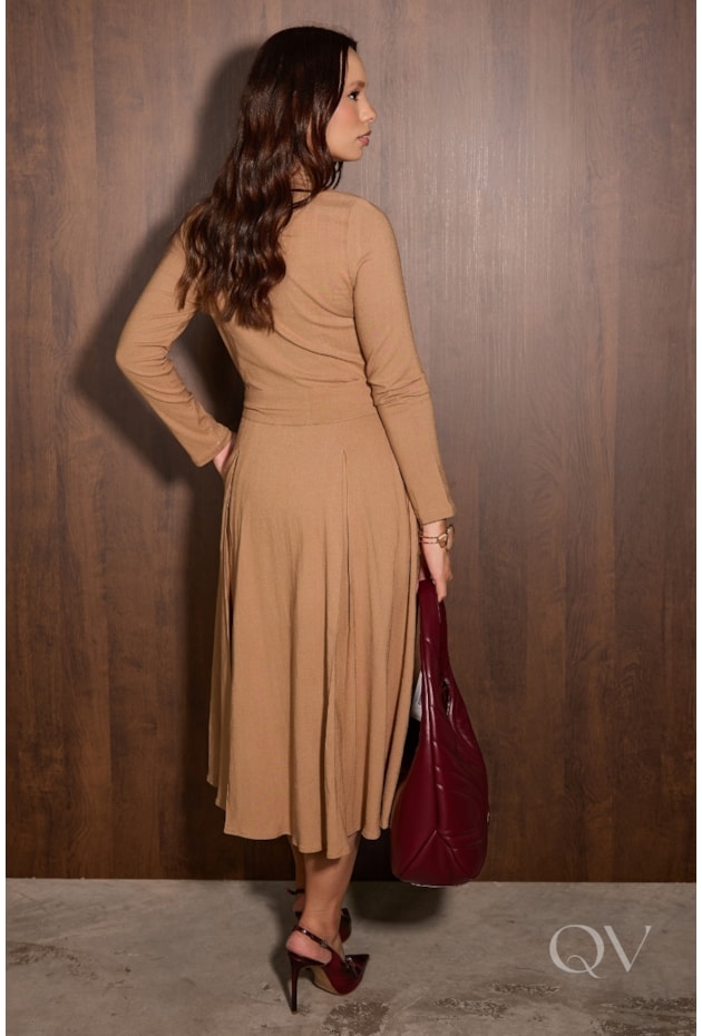 VESTIDO GODÊ EM VISCOLINHO BEGE - JANY PIM