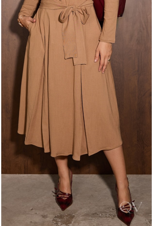 VESTIDO GODÊ EM VISCOLINHO BEGE - JANY PIM