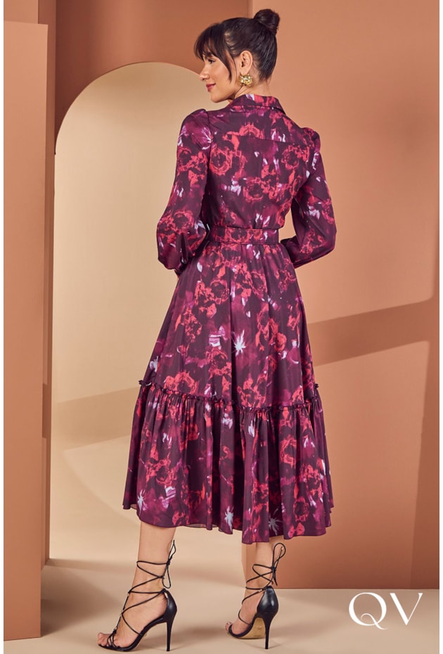 VESTIDO GODÊ ESTAMPA EXCLUSIVA BORDÔ - JANY PIM VESTIDO GODÊ ESTAMPA EXCLUSIVA BORDÔ - JANY PIM