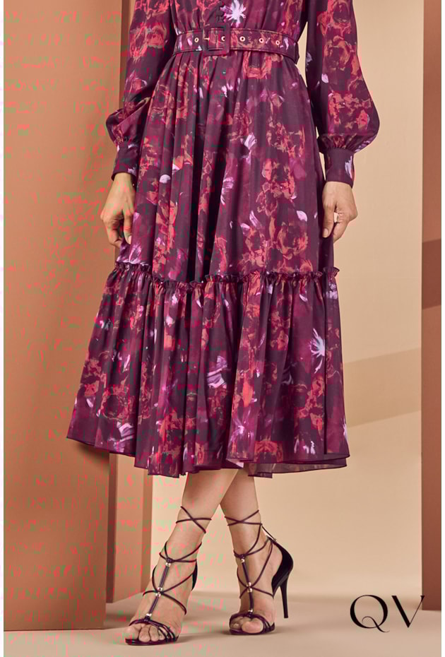 VESTIDO GODÊ ESTAMPA EXCLUSIVA BORDÔ - JANY PIM VESTIDO GODÊ ESTAMPA EXCLUSIVA BORDÔ - JANY PIM