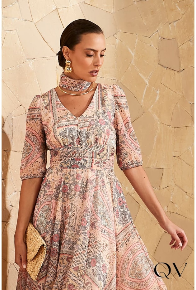 VESTIDO GODÊ ESTAMPA INDIANA - JANY PIM