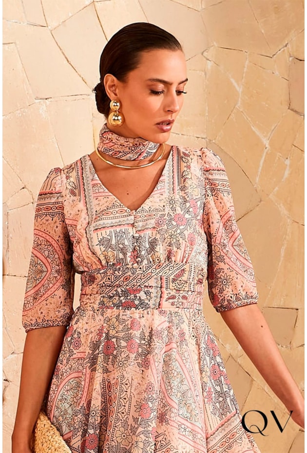 VESTIDO GODÊ ESTAMPA INDIANA - JANY PIM