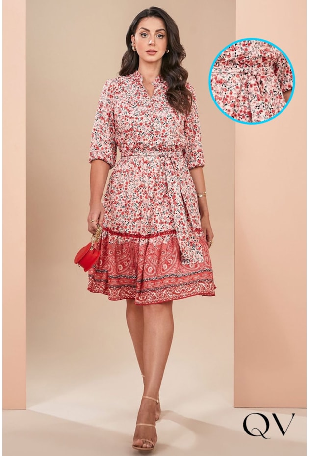 VESTIDO GODÊ FLORAL BARRADO INDIANO - JANY PIM VESTIDO GODÊ FLORAL BARRADO INDIANO - JANY PIM