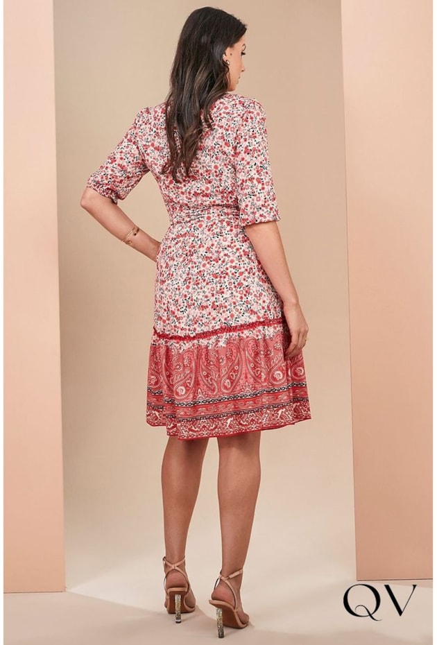 VESTIDO GODÊ FLORAL BARRADO INDIANO - JANY PIM VESTIDO GODÊ FLORAL BARRADO INDIANO - JANY PIM