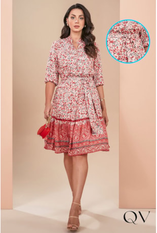 VESTIDO GODÊ FLORAL BARRADO INDIANO - JANY PIM