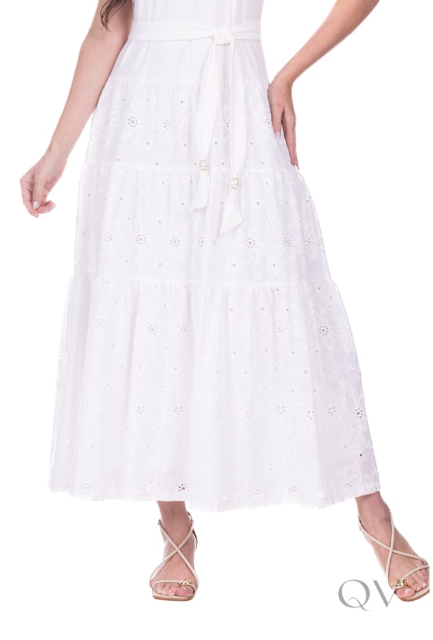 VESTIDO GODÊ LONGO EM MALHA DE VISCOSE E LAISE BRANCO - HAPUK