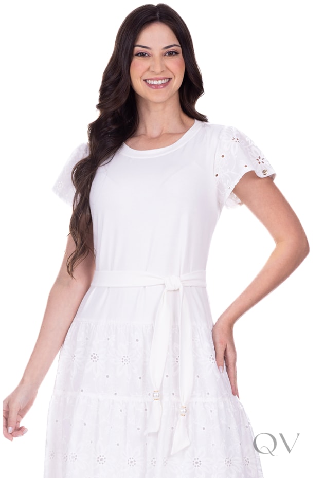 VESTIDO GODÊ LONGO EM MALHA DE VISCOSE E LAISE BRANCO - HAPUK