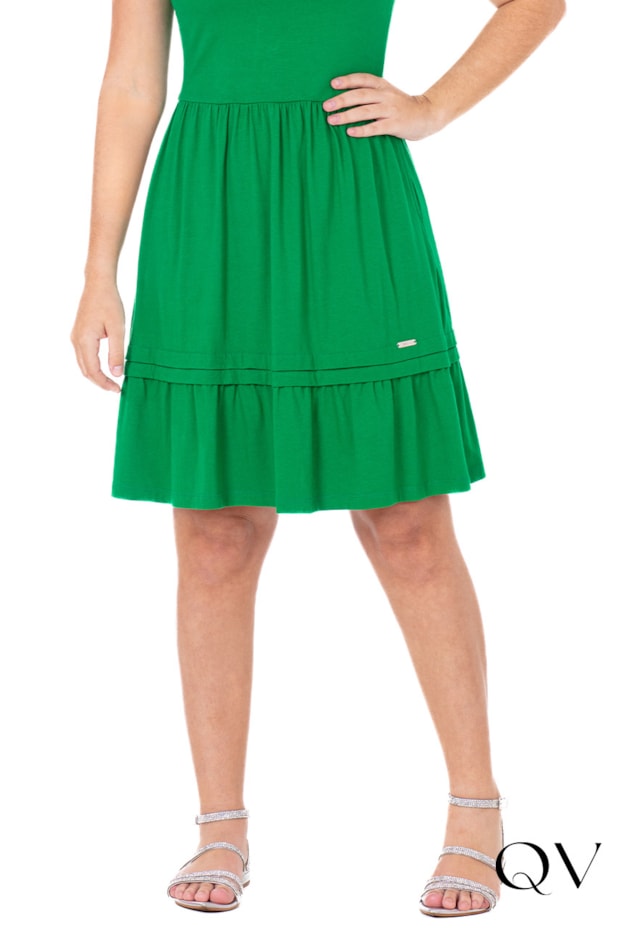 VESTIDO GODÊ MALHA DE ALGODÃO VERDE - HAPUK