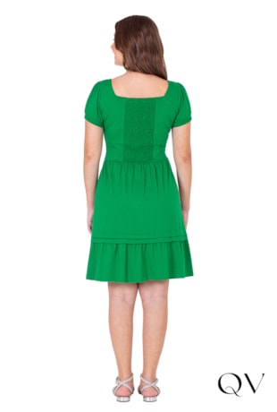 VESTIDO GODÊ MALHA DE ALGODÃO VERDE - HAPUK