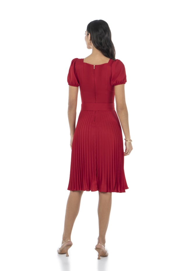 VESTIDO GODÊ PLISSADO VERMELHO - VIA TOLENTINO VESTIDO GODÊ PLISSADO VERMELHO - VIA TOLENTINO