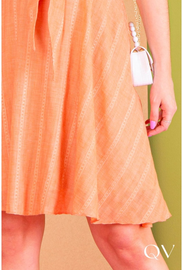 VESTIDO GODÊ TEXTURIZADO SALMÃO - PURO SHARMY VESTIDO GODÊ TEXTURIZADO SALMÃO - PURO SHARMY