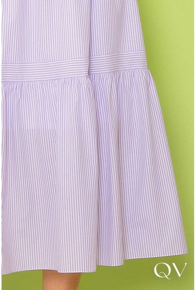VESTIDO GODÊ TRICOLINE LISTRAS LAVANDA - PURO SHARMY VESTIDO GODÊ TRICOLINE LISTRAS LAVANDA - PURO SHARMY