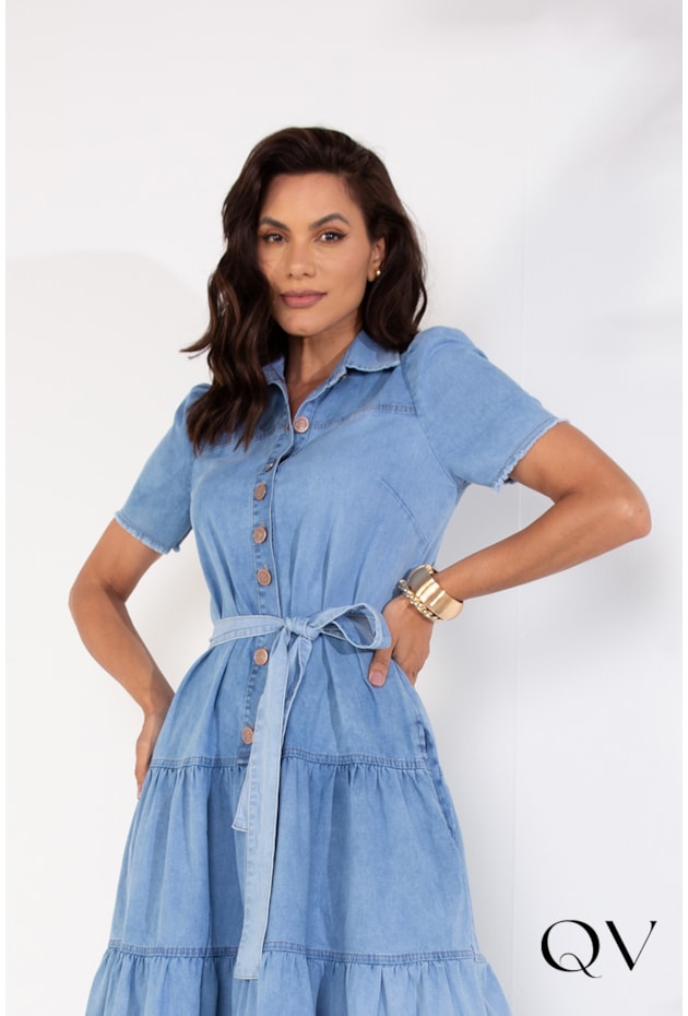 VESTIDO JEANS COM MARIAS - LEKAZIS VESTIDO JEANS COM MARIAS - LEKAZIS