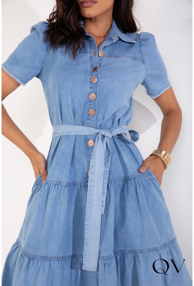VESTIDO JEANS COM MARIAS - LEKAZIS VESTIDO JEANS COM MARIAS - LEKAZIS