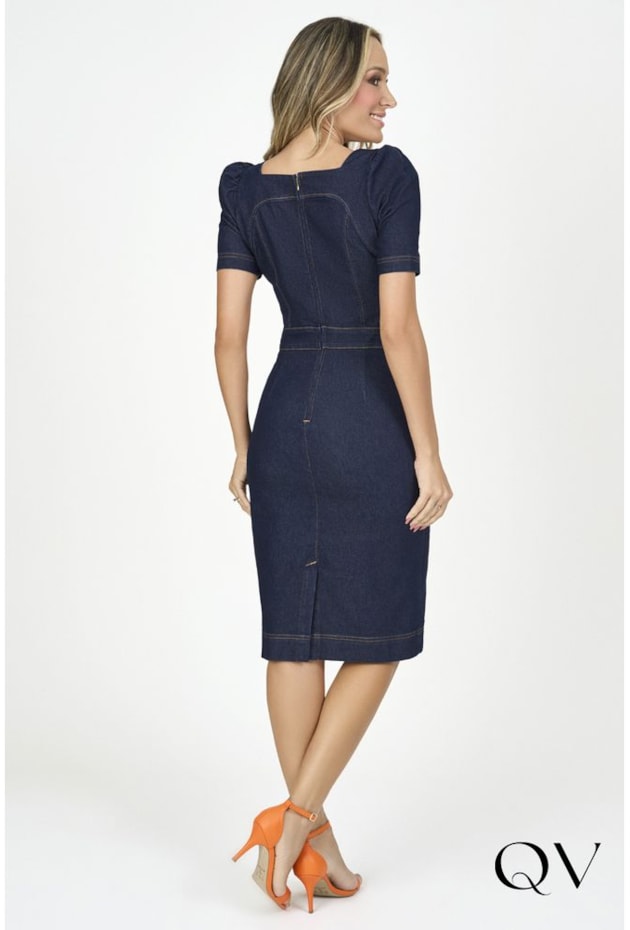 VESTIDO JEANS DECOTE CORAÇÃO - VIA TOLENTINO VESTIDO JEANS DECOTE CORAÇÃO - VIA TOLENTINO