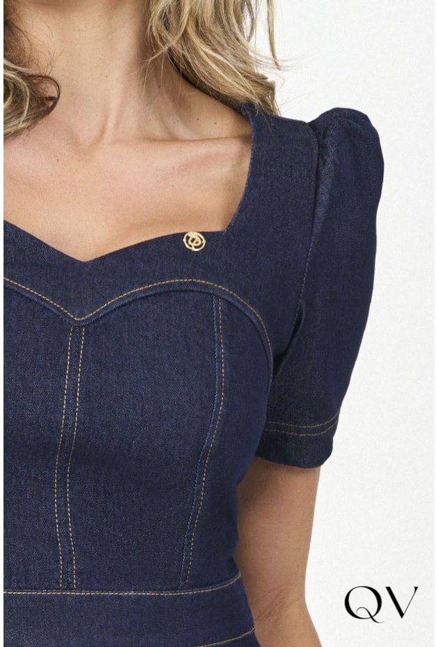 VESTIDO JEANS DECOTE CORAÇÃO - VIA TOLENTINO VESTIDO JEANS DECOTE CORAÇÃO - VIA TOLENTINO