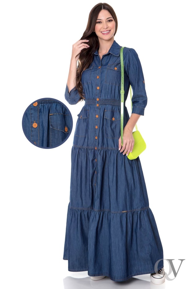 VESTIDO JEANS LONGO TRÊS MARIAS - HAPUK VESTIDO JEANS LONGO TRÊS MARIAS - HAPUK