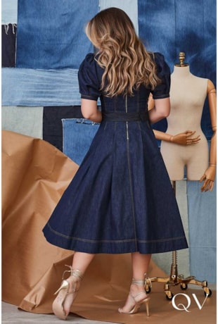 VESTIDO JEANS MIDI COM RECORTES PRINCESS - LUZIA FAZZOLLI