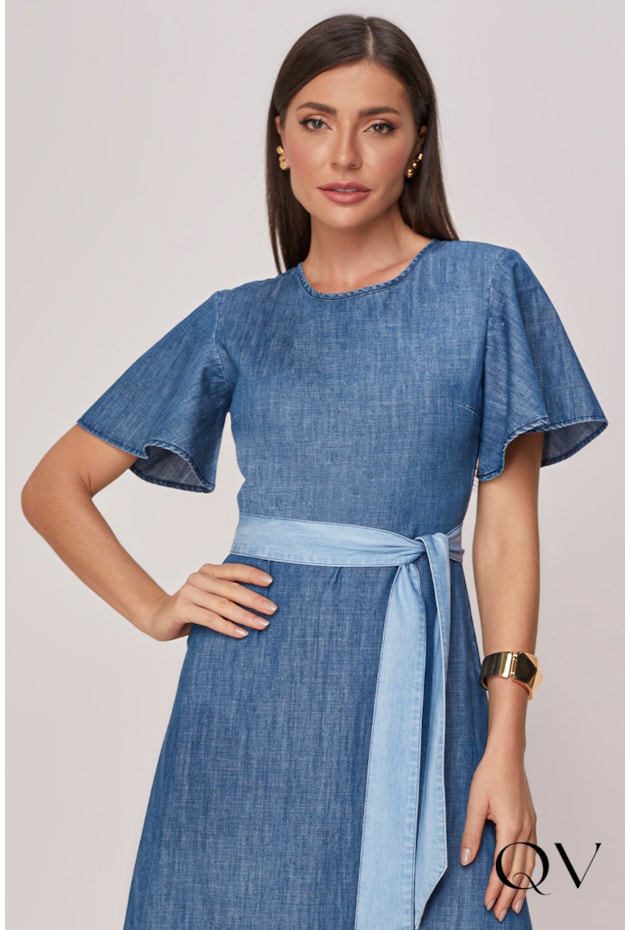 VESTIDO JEANS MIX DE AZUL - TITANIUM JEANS VESTIDO JEANS MIX DE AZUL - TITANIUM JEANS