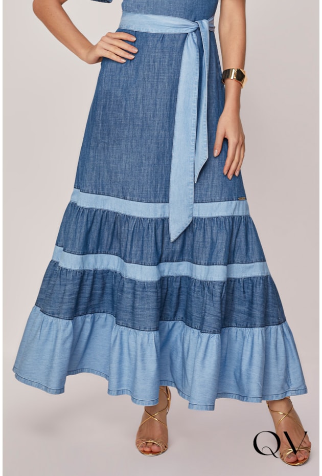 VESTIDO JEANS MIX DE AZUL - TITANIUM JEANS VESTIDO JEANS MIX DE AZUL - TITANIUM JEANS
