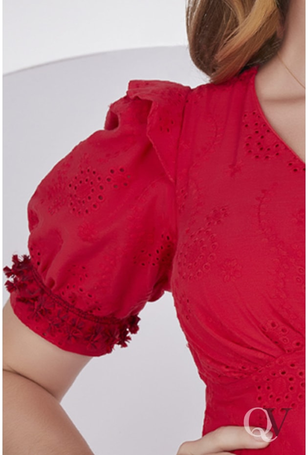 VESTIDO LAISE BABADO NA BARRA MANGA BUFANTE VERMELHO - FASCÍNIUS VESTIDO LAISE BABADO NA BARRA MANGA BUFANTE VERMELHO - FASCÍNIUS