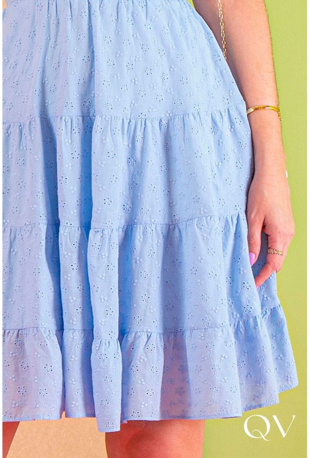 VESTIDO LAISE COM AMARRAÇÃO FRONTAL AZUL - PURO SHARMY VESTIDO LAISE COM AMARRAÇÃO FRONTAL AZUL - PURO SHARMY