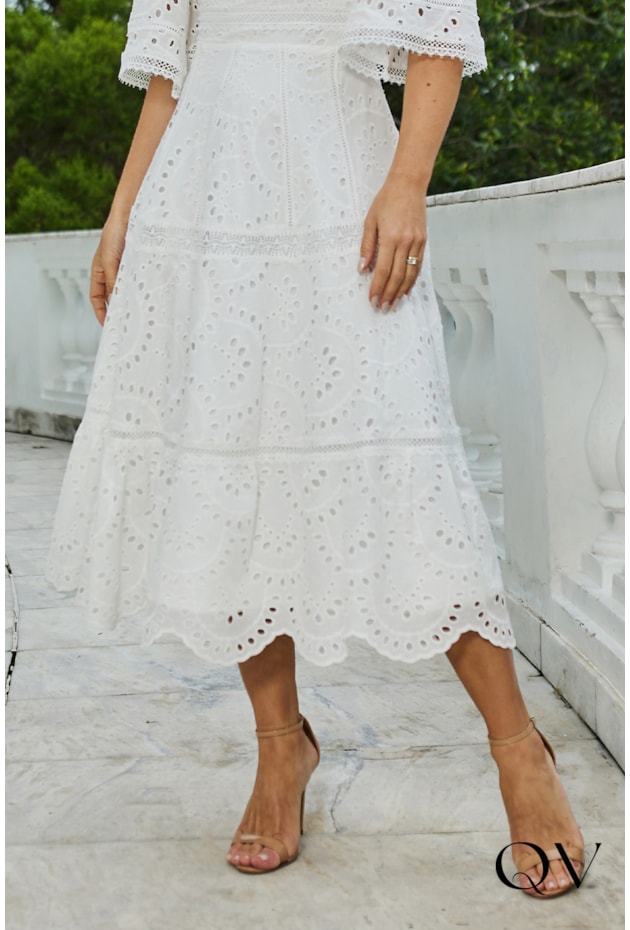 VESTIDO LAISE DECOTE V BRANCO - DOCE MARIA