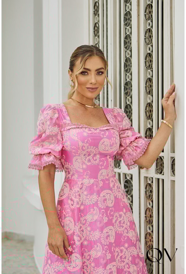 VESTIDO LAISE ESTAMPA PAISLEY ROSA - DOCE MARIA VESTIDO LAISE ESTAMPA PAISLEY ROSA - DOCE MARIA