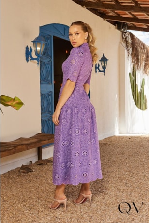VESTIDO LAISE FLORAL ROXO - DOCE MARIA