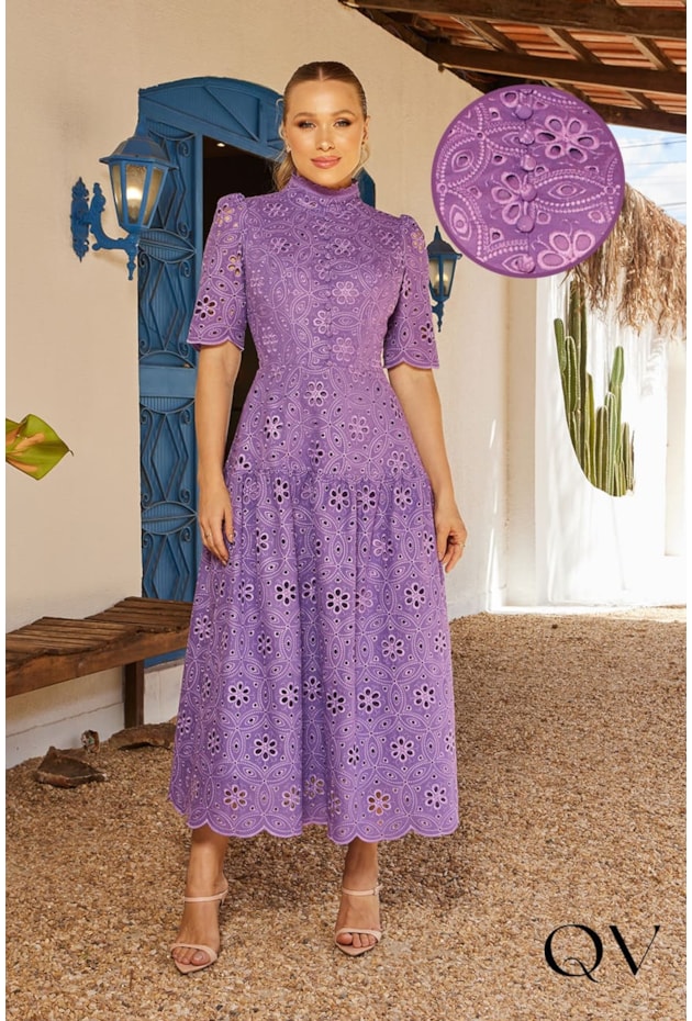 VESTIDO LAISE FLORAL ROXO - DOCE MARIA