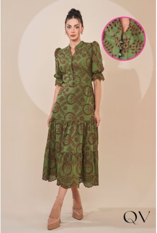 VESTIDO LAISE GOLA PADRE VERDE - JANY PIM