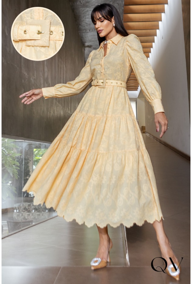 VESTIDO LAISE PAISLEY AMARELO - JANY PIM VESTIDO LAISE PAISLEY AMARELO - JANY PIM