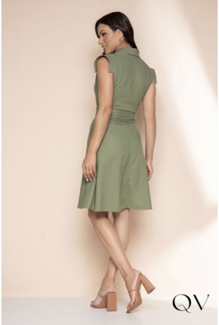 VESTIDO LINHO CHEMISE VERDE - LEKAZIS