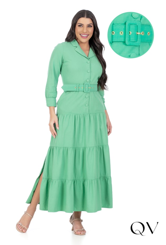 VESTIDO LINHO COLLOR VERDE - HAPUK VESTIDO LINHO COLLOR VERDE - HAPUK