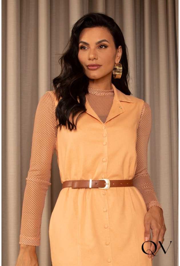 VESTIDO LINHO PÊSSEGO - JANY PIM VESTIDO LINHO PÊSSEGO - JANY PIM