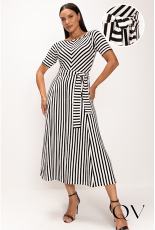 VESTIDO LISTRADO EM MALHA TRICOT P&B - LEKAZIS VESTIDO LISTRADO EM MALHA TRICOT P&B - LEKAZIS