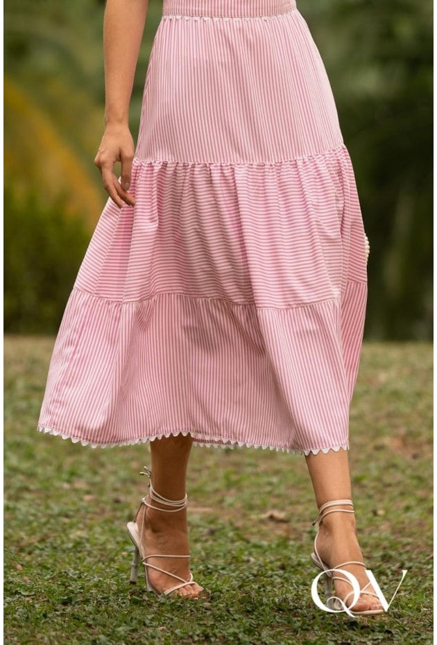VESTIDO LISTRADO EM SPANDEX ROSA - JANY PIM