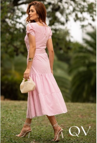 VESTIDO LISTRADO EM SPANDEX ROSA - JANY PIM