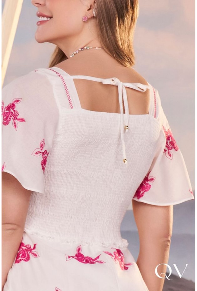 VESTIDO LONGO COM BORDADO INDUSTRIAL FLORAL PINK - FASCÍNIUS VESTIDO LONGO COM BORDADO INDUSTRIAL FLORAL PINK - FASCÍNIUS