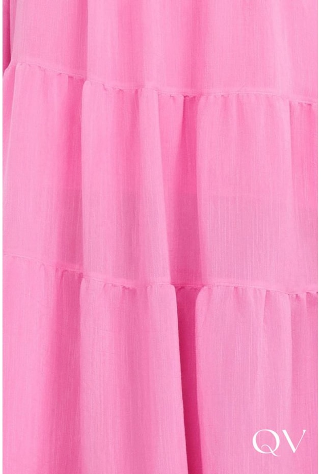 VESTIDO LONGO COM DECOTE TRANSPASSADO ROSA - FASCÍNIUS