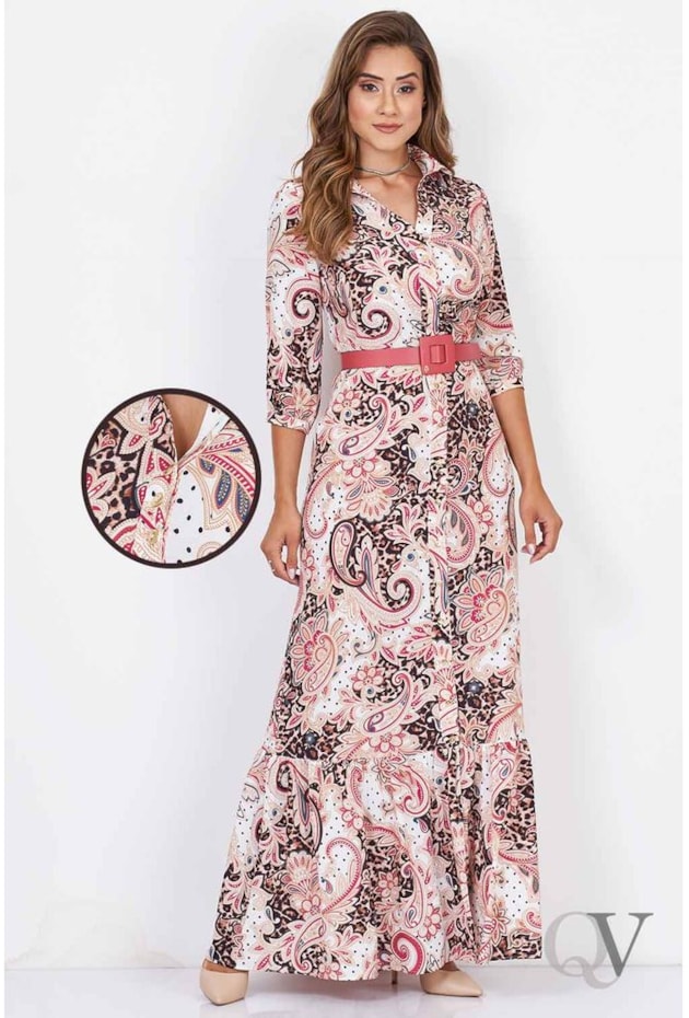 VESTIDO LONGO COM FAIXA ESTAMPA PAISLEY - VIA TOLENTINO VESTIDO LONGO COM FAIXA ESTAMPA PAISLEY - VIA TOLENTINO