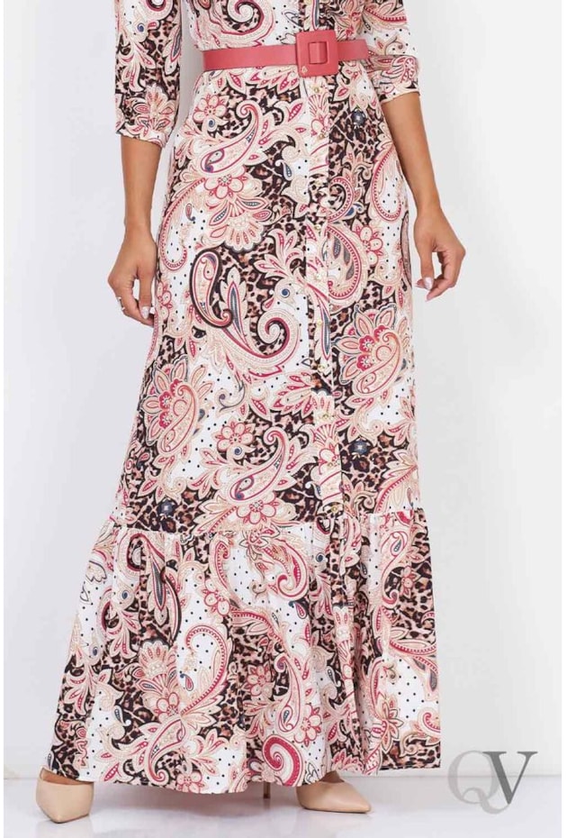 VESTIDO LONGO COM FAIXA ESTAMPA PAISLEY - VIA TOLENTINO VESTIDO LONGO COM FAIXA ESTAMPA PAISLEY - VIA TOLENTINO