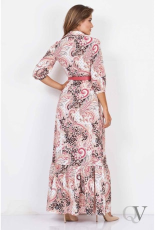 VESTIDO LONGO COM FAIXA ESTAMPA PAISLEY - VIA TOLENTINO