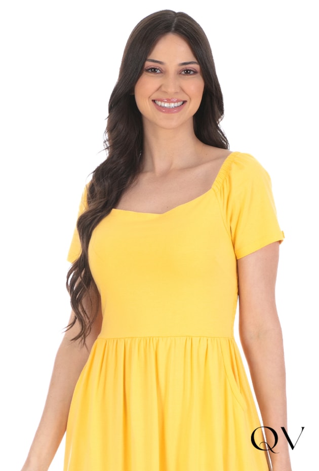 VESTIDO LONGO COM FRANJINHAS AMARELO - HAPUK