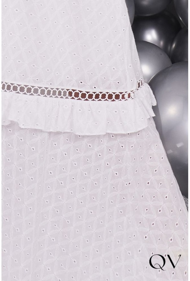 VESTIDO LONGO COM LAISE E ENTREMEIOS BRANCO - FASCÍNIUS