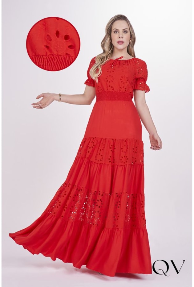 VESTIDO LONGO COM LAISE VERMELHO - FASCÍNIUS VESTIDO LONGO COM LAISE VERMELHO - FASCÍNIUS