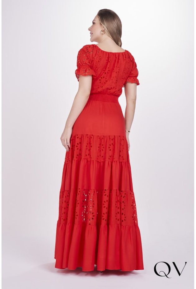 VESTIDO LONGO COM LAISE VERMELHO - FASCÍNIUS VESTIDO LONGO COM LAISE VERMELHO - FASCÍNIUS